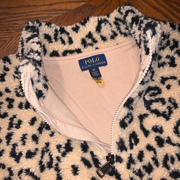Polo Ralph Lauren Girls Teddy Leopard Cheetah Animal Print Fleece Zip Jacket 6X - Picture 7 of 8